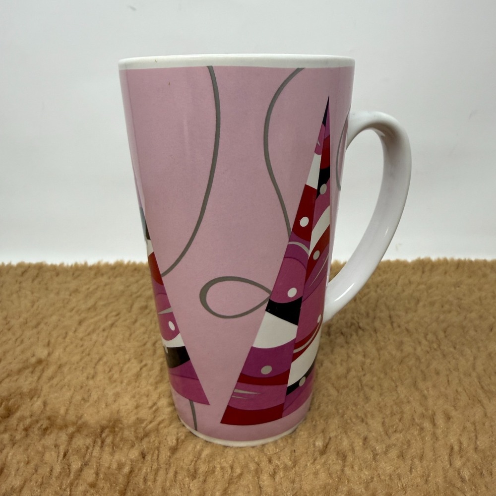 VTG 2004 Starbucks Pink Christmas Trees Tall‎ Latte Ceramic Coffee Mug Cup 16 oz